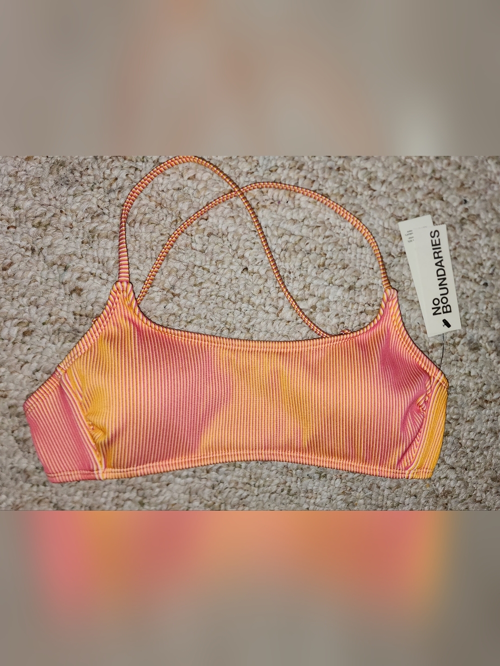 No Boundaries Bikini Top True Cotal Orange Ruffles SZ S(4-6) NWT Swim Top